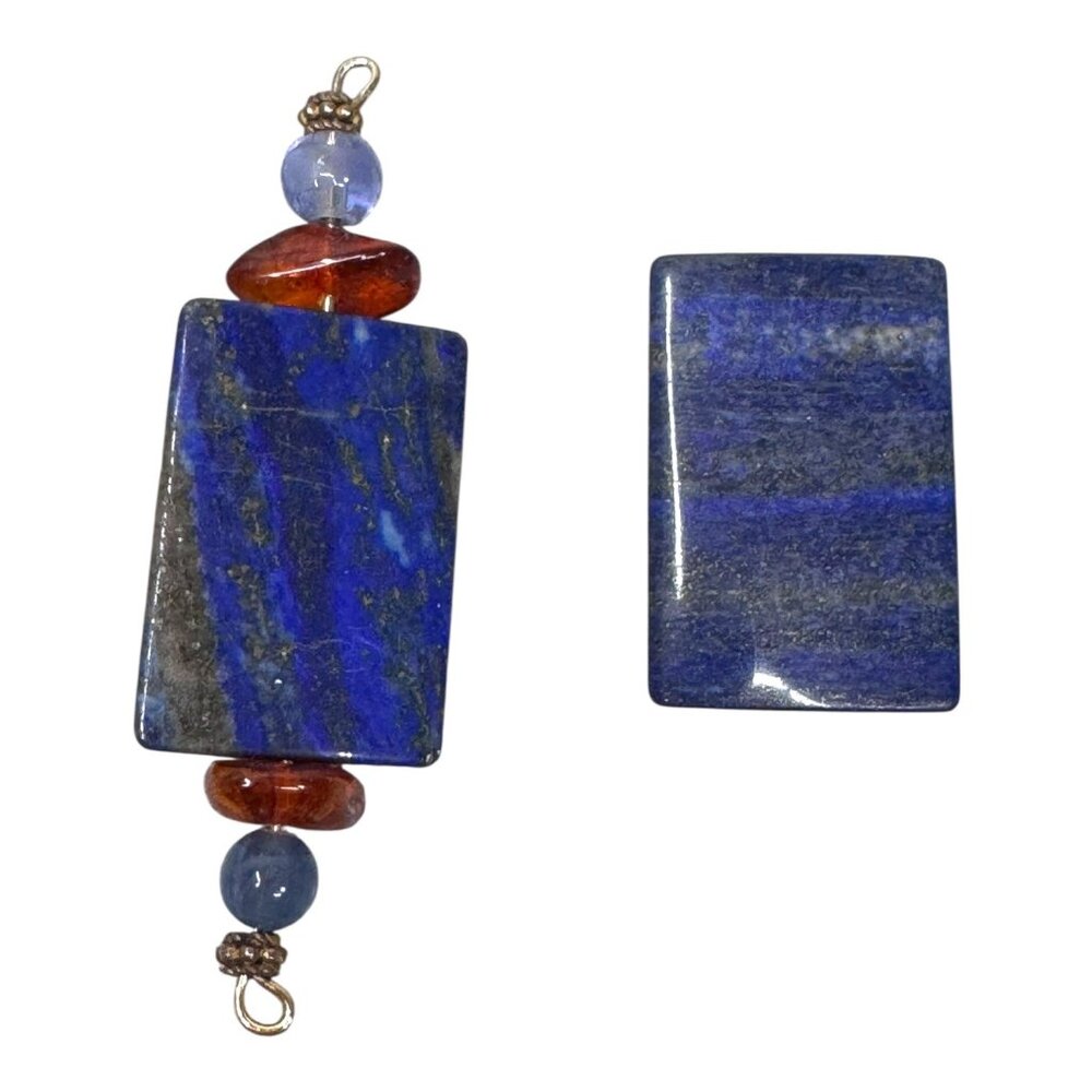 Lapis Lazuli Artisan Pendant Multi Stone Gemstone Jewelry Piece Amber Crafts